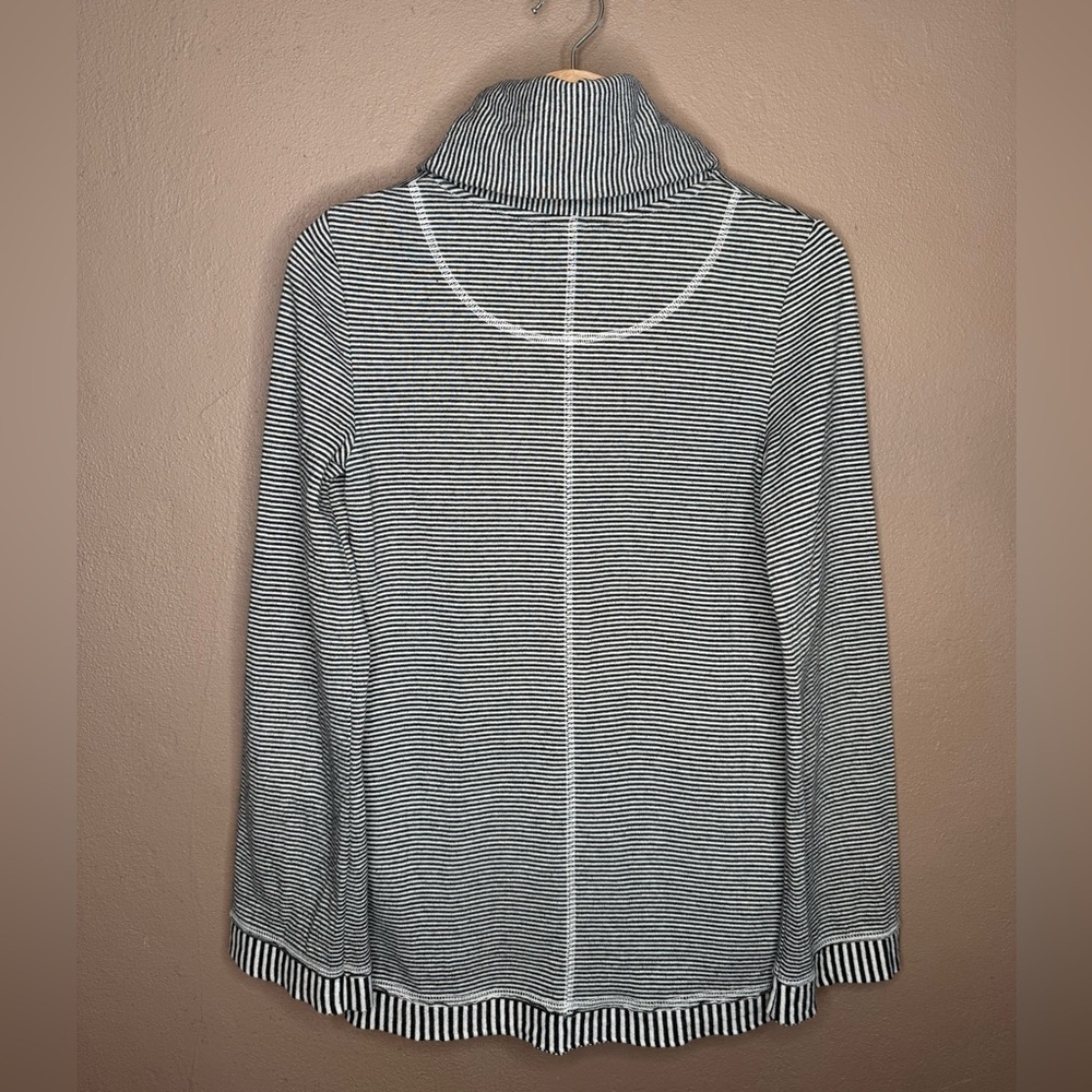 Anthropologie Maeve Tal Cowl Neck Tunic Black & White Stripes Size XS Cabincore - Picture 13 of 16